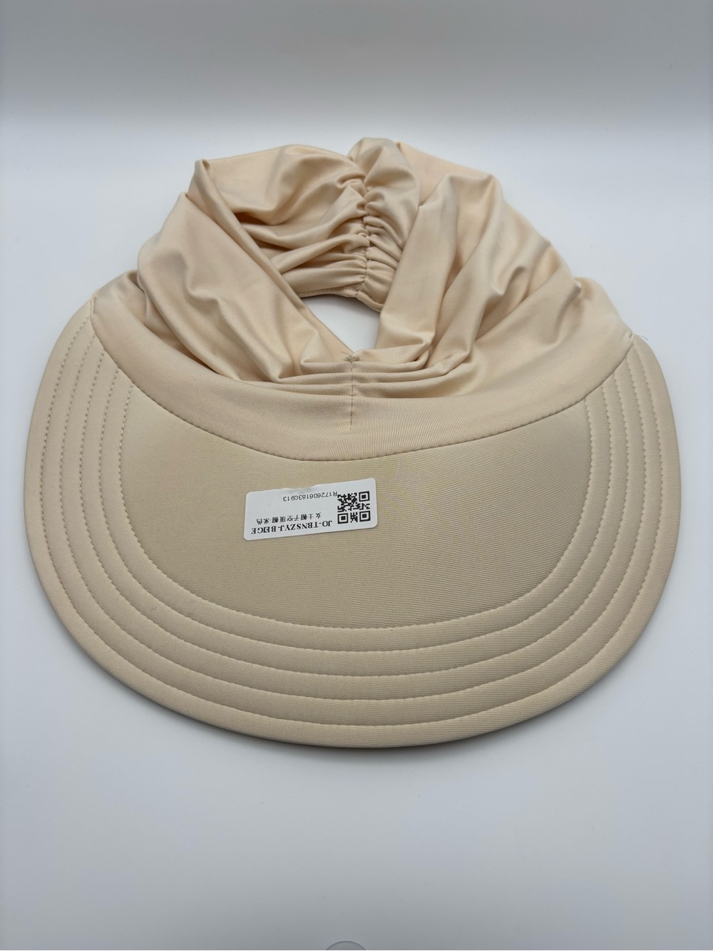 Women's BEIGE UPF 50+ UV Protect Sun Visor Hat Wide Brim Lightweight Ponytail - Picture 5 of 5